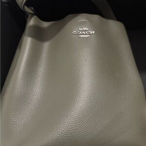 Coach Green Shoulder Bag with Leather Texture and Slouchy Design